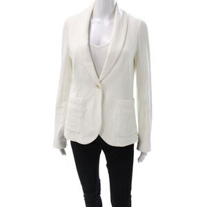 Kinly Womens Basic Jacket Ivory Cotton Long Sleeve Button Solid Size S